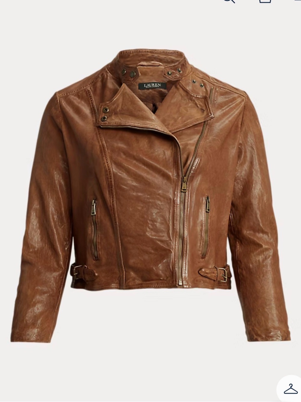 Lauren Ralph Lauren Burnished Leather Moto Jacket
